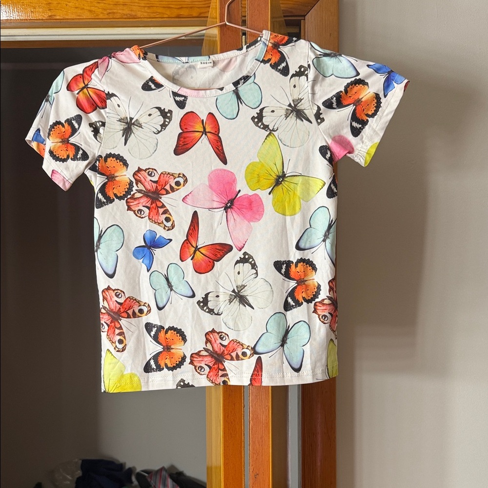Colorful Butterfly Print Kids Shirt & Shorts